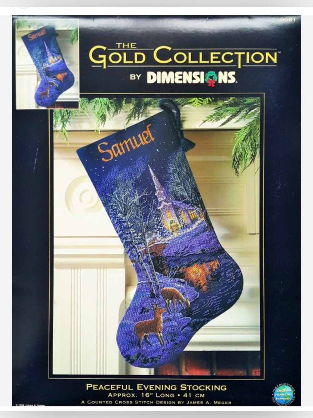NIP Gold Collection Peaceful Evening Christmas Stocking Cross Stitch Kit 8681